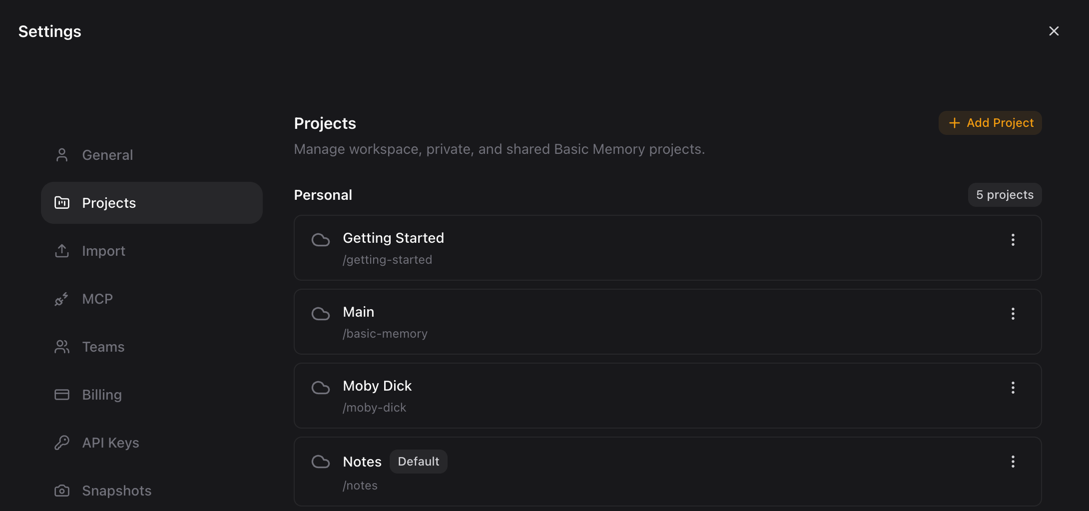 Separate projects for separate work