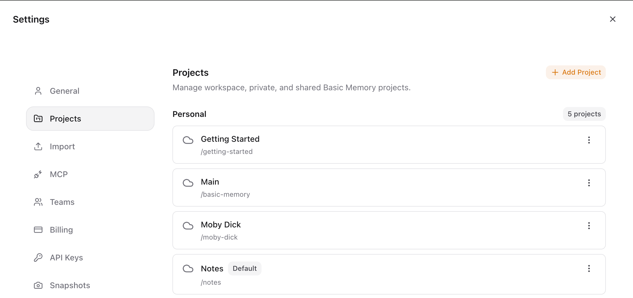 Separate projects for separate work