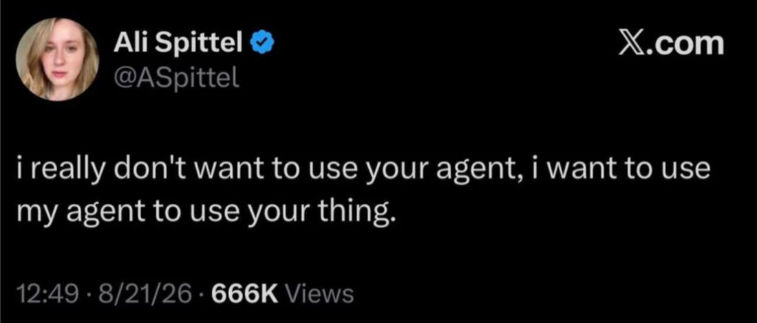 Ali Spittel on X: i really don't want to use your agent, i want to use my agent to use your thing.